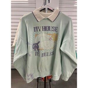 Vintage 'My House My Rules' Long Sleeve Shirt – Distressed with Stains & Marks.